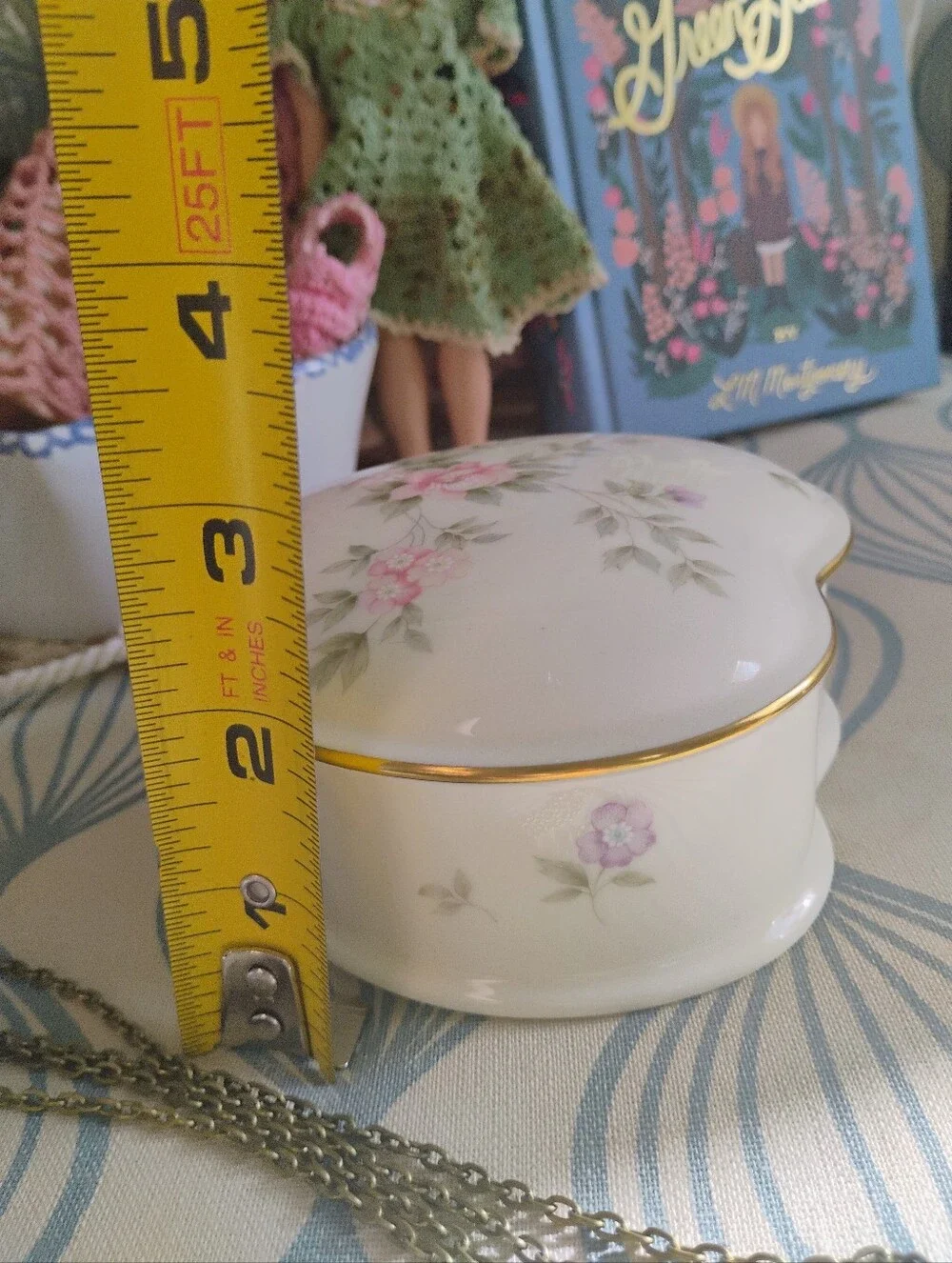 Vintage MIKASA Heart Lidded Jewelry Box Floral